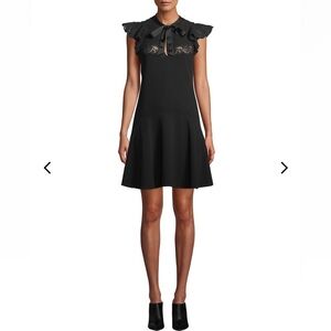 NEW Rebecca Taylor Sleeveless Crepe Tie-Neck Lace Short Dress size 6